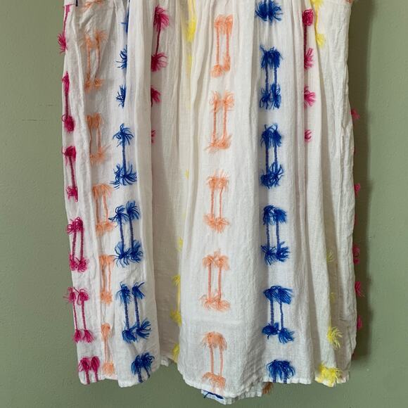 LOFT Lou & Grey Dress S White Rainbow Tassel Embroidered Mini Lined V-Neck Beach - Picture 7 of 12